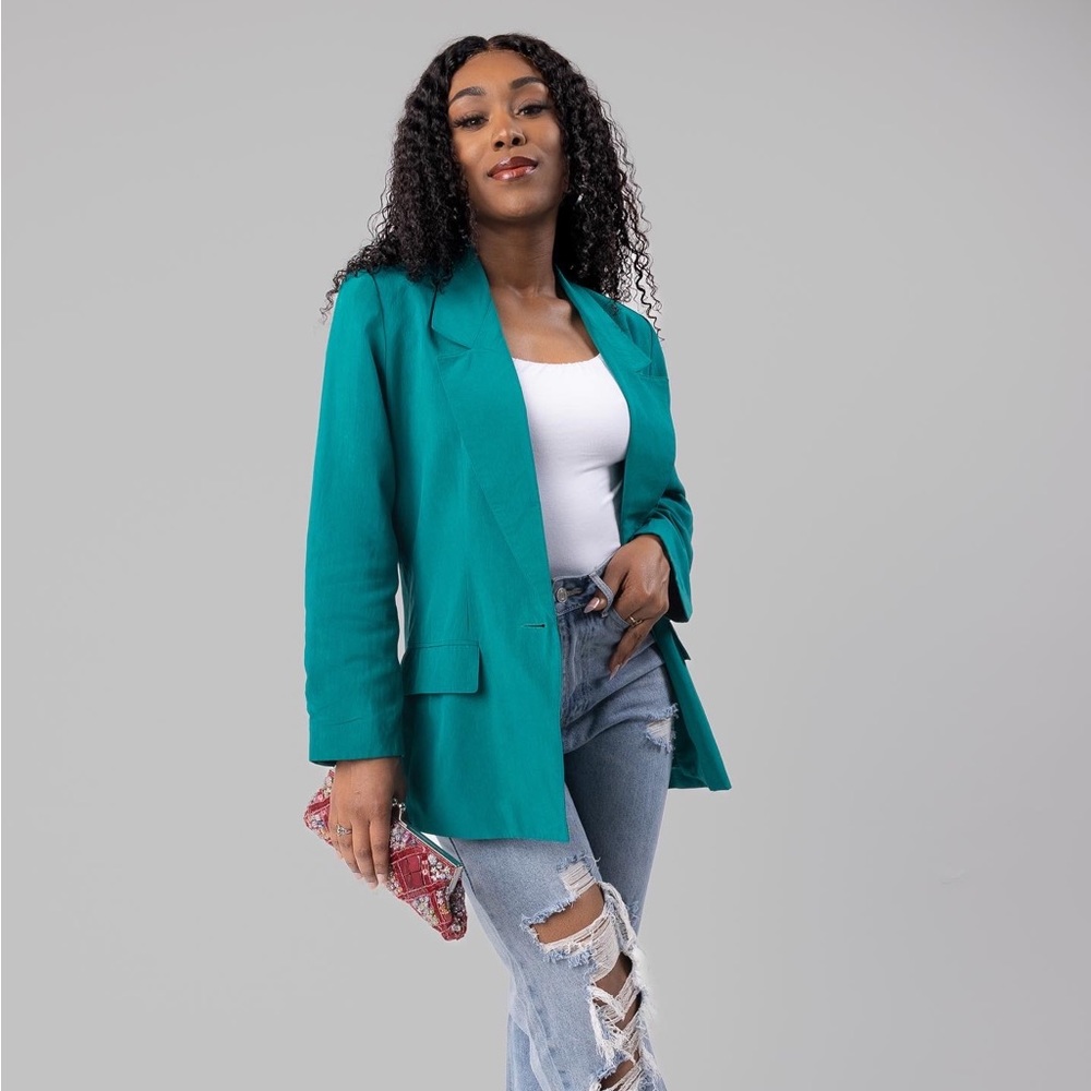 Vintage One Button Silk Blazer (4/6)